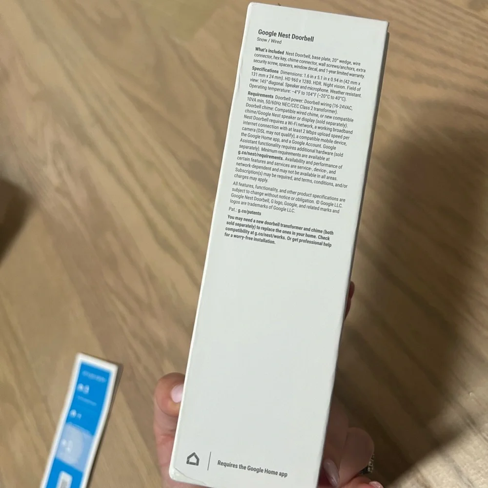 NEW Google Nest Doorbell - (Wired, 2nd Gen) - Wired Video Doorbell Camera Snow